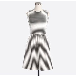 NWT JCrew Pleated Ponte Dress - White/Black Stripe